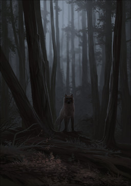 ambiguous_gender black_border border brown_body brown_fur dark day detailed_background digitigrade feral fog forest front_view fur grass looking_at_viewer nature nature_background outside plant quadruped red_eyes solo standing tree oneminutesketch fornax_(oneminutesketch) canid canine canis mammal wolf 2021 digital_media_(artwork) digital_painting_(artwork) painting_(artwork) shaded male_(lore)