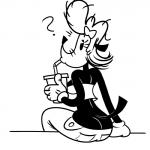 anthro butt butt_cleavage female fleischer_style_toon simple_background solo toony wide_hips tooneyd mickey_mouse_shorts topsy_(disney) canid canine canis domestic_dog mammal 1:1 monochrome