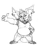 3_toes 4_fingers anthro barefoot beard big_ears blep bottomwear cheek_tuft chin_tuft claws clothed clothed_anthro clothed_male clothing ear_piercing ear_ring earhole eyebrow_stud eyebrows facial_hair facial_piercing facial_tuft feet fingers front_view fully_clothed fully_clothed_anthro fully_clothed_male gesture half-closed_eyes hand_gesture hand_on_hip happy head_tuft humanoid_hands looking_at_viewer male male_anthro narrowed_eyes nose_piercing nose_ring overweight overweight_anthro overweight_male pants piercing plantigrade pose pseudo_hair ring_piercing shirt short_anthro short_male simple_background size_difference smile smiling_at_viewer solo standing t-shirt thumbs_up toes tongue tongue_out topwear tuft white_background wide_stance bristol wildstar bobo_(bristol) fan_character chua mammal 2017 digital_media_(artwork) full-length_portrait greyscale monochrome portrait sketch