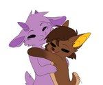 anthro blush blush_lines brown_body brown_fur brown_hair brown_nose chibi duo eyebrow_through_hair eyebrows eyes_closed fur gradient_fur hair horn hug male male/male motion_lines pink_body pink_tongue purple_body purple_fur purple_inner_ear simple_background sketchy smile tan_body tan_fur tongue tongue_out translucent translucent_hair white_background yellow_body yellow_inner_ear hypohate veri_tikkari_(stamperpandragon) yagi_(scotch) bat bovid caprine goat leaf-nosed_bat mammal microbat vampire_bat yangochiropteran hi_res sketch