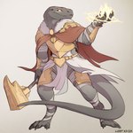 anthro armor biped claws holding_object holding_weapon magic solo tail weapon lizet vivian_(lizet) komodo_dragon lizard monitor_lizard reptile scalie 1:1 2023