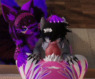 ahegao anthro assisted_fellatio assisted_oral big_breasts bikini birthmark black_body black_fur black_hair blush breasts clothed clothing clover_(plant) clover_leaf deep_throat duo eyewear fellatio female first_person_view fur fur_markings genitals glasses hair hand_on_head headgear headwear heart_(marking) heart_symbol hip_grab irrumatio knot leaf looking_at_viewer looking_pleasured male male/female markings missing_texture multi_tail nude oral oral_penetration partially_clothed penetration penile penis penis_in_mouth pink_body pink_fur plant purple_body purple_fur purple_hair questionable_consent sex swimwear tail tongue tongue_out two-piece_swimsuit burtrevolution burtrevolution_(burtrevolution) deadrevolution_(burtrevolution) aquatic canid canine fish fox mammal shark 3d_(artwork) blender_(artwork) digital_media_(artwork) hi_res