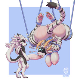 age_difference anthro areola balls bdsm big_balls big_breasts big_butt big_penis black_nose black_spots black_stripes blue_rope bodily_fluids bondage bound brainwashing breasts butt claws dominant dominant_anthro dominant_male dominant_young erection fangs female fluffy foreskin fur genitals glans horn huge_balls huge_butt huge_penis humanoid_genitalia humanoid_penis larger_female larger_sub logo long_tail looking_at_another male male/female mind_break mind_control multi_ear nipples nude nude_female nude_male open_mouth pawpads paws penis pink_areola pink_nipples pink_nose pink_pawpads pink_tongue profanity purple_eyes restraints retracted_foreskin rope rope_bondage sabertooth_(anatomy) saliva sex shota simple_background size_difference small_but_hung smaller_male social_media spots standing striped_body stripes submissive submissive_anthro submissive_female tail teeth text toe_claws tongue tongue_out vulva white_body white_fur wide_hips young young_but_hung young_male wolfarion guild_wars charr_brat charr felid mammal 2025 absurd_res artist_logo colored dated english_text hi_res shaded