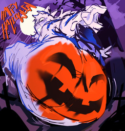 alternate_species anthro big_butt bottom_heavy butt half-closed_eyes holidays huge_butt low-angle_view male narrowed_eyes open_mouth open_smile pear-shaped_figure pumpkin_butt slightly_chubby slightly_chubby_anthro slightly_chubby_male smile solo text thick_thighs wide_hips gat0pussy24 halloween cherry_(gat0pussy24) domestic_cat felid feline felis ghost mammal spirit english_text hi_res nonbinary_(lore)