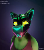 animal_mask anthro clothing collar fur green_body green_fur grey_body grey_fur hypnosis latex male mask mind_control pup_mask shirt solo spiral_eyes tank_top topwear yipkin baroshi_(baroshi) canid canine canis domestic_dog mammal 3d_(artwork) 3d_animation animated digital_media_(artwork) no_sound short_playtime webm