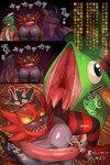 anthro group imminent_vore male male/male swallowing text tongue vore ricethehardcore kirby_(series) kirby_superstar nintendo pokemon chameleo_arm chameleon decidueye generation_6_pokemon generation_7_pokemon greninja incineroar lizard pokemon_(species) reptile scalie 2:3 absurd_res hi_res japanese_text translation_request