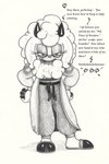 anthro bottomwear clothed clothing dialogue ear_piercing ear_ring female floppy_ears fluffy footwear hands_on_hips hooves horn inviting looking_at_viewer mature_female pants piercing ring_piercing robe sandals shoes simple_background solo standing talking_to_viewer taunting text white_background trineofflames idw_publishing sega sonic_the_hedgehog_(comics) sonic_the_hedgehog_(idw) sonic_the_hedgehog_(series) lanolin's_mother_(sonic) bovid caprine mammal sheep 2:3 english_text greyscale hi_res monochrome sketch mother_(lore) parent_(lore)