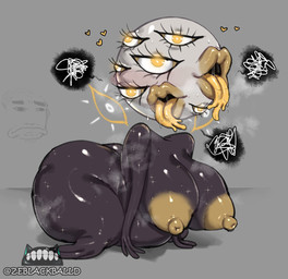 areola big_breasts blush bodily_fluids breasts breath disembodied_head eyelashes female glistening glistening_body grey_background heart_symbol huge_breasts lips multi_eye nipples nude purple_body shortstack simple_background solo sweat sweatdrop thick_lips thick_thighs tongue tongue_out where_is_your_god_now wide_hips yellow_areola yellow_eyes yellow_lips yellow_nipples yellow_tongue ze_blackball.d the_orb_(ze_blackball.d) alien alien_humanoid eldritch_abomination humanoid hi_res
