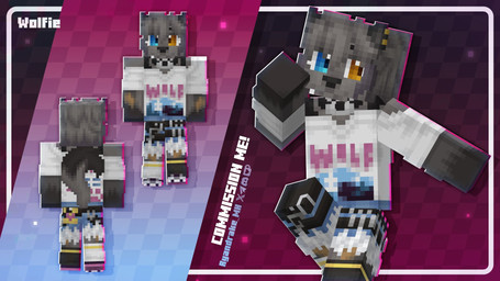 anthro bottomwear clothing collar female fur gaming grey_body grey_fur hair multicolored_eyes shirt shorts tail topwear white_clothing white_shirt white_topwear ryandrake epic_games fortnite fortnite:_battle_royale microsoft minecraft mojang xbox_game_studios wolfie_(fortnite) canid canine canis mammal wolf 16:9 2025 3d_(artwork) digital_media_(artwork) hi_res model_sheet pixel_(artwork) promotional_material widescreen