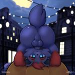 1:1 2019 animal_genitalia anus ass_up balls big_butt butt butt_focus canid canine digital_media_(artwork) feral fully_sheathed fur generation_5_pokemon genitals hi_res looking_at_viewer looking_back looking_through looking_through_legs male mammal nintendo penis pokemon pokemon_(species) presenting presenting_hindquarters sheath smile solo zeklullaby zorua