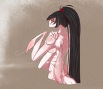 anthro black_hair female hair multi_arm multi_limb nude solo tail white_body redmok nae nae_(blade_under_mask) nae_mantis arthropod insect mantis tagme