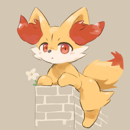 ambiguous_feral ambiguous_gender black_nose blush brick brick_wall cheek_tuft digitigrade dipstick_tail facial_tuft feral flower fluffy fluffy_tail front_view fur leg_tuft looking_at_viewer lying markings mouth_closed multicolored_body multicolored_fur on_front orange_body orange_eyes orange_fur orange_tail outside plant pointy_ears prick_ears quadruped solo tail tail_markings three-quarter_view tuft two_tone_tail wall_(structure) white_body white_fur yellow_body yellow_fur yellow_tail sanchimpo nintendo pokemon canid fennekin generation_6_pokemon mammal pokemon_(species) 1:1 2024 digital_media_(artwork) digital_painting_(artwork) hi_res japanese_description painting_(artwork) shaded translated_description