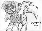 ambiguous_gender angry cutie_mark cybernetics feral horn machine membrane_(anatomy) membranous_wings skinless solo wings chip_n'death hasbro iron_maiden_(band) my_little_pony eddie_(iron_maiden) equid equine horse mammal pony 2011 crossover monochrome