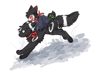 alternate_color ambiguous_gender black_body black_fur duo empty_eyes feral fur markings open_mouth open_smile paws quadruped red_eyes running smile white_body white_eyes white_fur white_markings aaasakawa hollow_knight_(franchise) nintendo pokemon team_cherry grimmchild_(hollow_knight) the_knight_(hollow_knight) canid canine eeveelution floragato generation_2_pokemon generation_9_pokemon mammal pokemon_(species) umbreon 2026 crossover hi_res