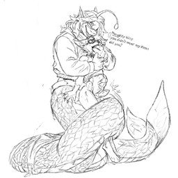 abdominal_bulge anthro bodily_fluids collar dialogue drooling duo eyewear finger_in_mouth genitals glasses gripping_tail knot knotted_penis male male/male male_penetrated male_penetrating male_penetrating_male penetration penis question_mark saliva sex submissive submissive_male tail tail_coil text wearing_glasses anonymous_artist mocha_(enzowastaken) sebastian_solace_(pressure) anglerfish_humanoid anglerfish_merfolk domestic_cat felid feline felis humanoid mammal 1:1 english_text hi_res monochrome sketch sketch_page