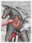 anatomically_correct anatomically_correct_anus anatomically_correct_genitalia anatomically_correct_penis animal_genitalia animal_penis anthro anthro_on_feral anus ball_leash ball_lick balls bestiality bodily_fluids brown_body brown_fur butt canine_genitalia canine_penis erection faceless_anthro faceless_character faceless_male feral feral_on_feral fur genital_leash genitals group knot leash licking male male/male muzzle_(object) muzzled oral penis perineum realistic_feral rear_view saliva sex tongue tongue_out trio white_body white_fur darkmare canid canine canis dobermann domestic_dog mammal pinscher 2022 digital_media_(artwork)