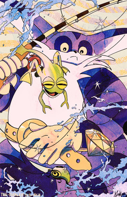 anthro belt chaos_emerald clothing duo feral fishing_rod fur gem gloves handwear male overweight purple_body purple_fur striped_body striped_fur stripes the_everlasting_ash sega sonic_the_hedgehog_(series) big_the_cat froggy_(sonic) amphibian domestic_cat felid feline felis frog mammal hi_res