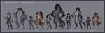 big_breasts border breasts bulge chart cleavage clothed clothing ear_piercing ear_ring featureless_breasts featureless_crotch female grey_border group gynomorph intersex multiple_forms piercing ring_piercing size_chart size_difference tight_clothing wmdiscovery93 mythology canid canine human mammal mythological_canine mythological_creature were werecanid werecanine werewolf absurd_res hi_res