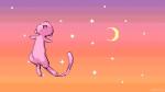 female flying moon open_mouth solo star sunset tail unknown_artist nintendo pokemon generation_1_pokemon legendary_pokemon loops mew_(pokemon) pokemon_(species) animated low_res short_playtime