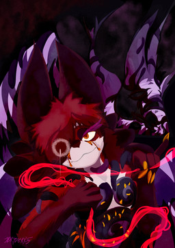 anthro cosmic_background femboy fur gold_(metal) magic male multi_ear one_eye_obstructed purple_tentacles red_body red_fur solo space star starry_background tentacle_clothing tentacles white_body white_fur yellow_eyes just_dryvern dryvern_(just_dryvern) canid canine fox mammal tentacle_creature absurd_res hi_res