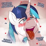 ahegao animal_genitalia animal_penis begging begging_pose blue_eyes blue_hair blue_mane blush blush_lines bodily_fluids crying dialogue dripping drool_on_face drooling duo equine_genitalia equine_penis excessive_drooling excessive_saliva feral fur genitals hair heart_eyes heart_symbol horn imminent_oral implied_oral looking_pleasured male male/male mane messy_hair messy_mane offscreen_character offscreen_male open_mouth penis penis_shadow pose saliva saliva_drip saliva_on_face saliva_on_tongue saliva_string shaking steam stuttering sweat sweatdrop sweaty_head tears tears_of_joy tears_of_pleasure teeth text tongue unicorn_horn white_body white_fur pony_dreaming friendship_is_magic hasbro my_little_pony mythology shining_armor_(mlp) equid equine horse mammal mythological_creature mythological_equine pony unicorn 1:1 absurd_res hi_res