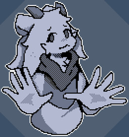 ambiguous_gender anthro clothed clothing concern kerchief neckerchief neckwear pattern_clothing pixelated scarf solo striped_clothing stripes worried yumuyumu mythology lei_(yumuyumu) bovid caprine dragon goat hybrid mammal mythological_creature mythological_scalie scalie digital_media_(artwork) pixel_(artwork)