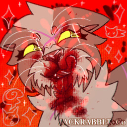 after_murder album_redraw ambiguous_gender blood bodily_fluids death eyelashes feral gore_focus gradient_background killing licking licking_lips orange_background red_background simple_background smile smirk solo sparkles text tongue tongue_out jackrabbit_(artist) warriors_(book_series) lilacsnap_(jackrabbit) domestic_cat felid feline felis mammal 2026 absurd_res album_cover chromatic_aberration cover digital_media_(artwork) english_text hi_res ibispaint_(artwork)