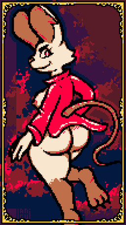 3_toes anthro barefoot big_butt biped bottomless breasts butt clothed clothing feet female female_anthro jacket looking_at_viewer looking_back looking_back_at_viewer nipples notched_ear open_clothing open_jacket open_topwear paws solo standing toes topwear langui mina_the_hollower yacht_club_games mina_(mina_the_hollower) mammal mouse murid murine rodent digital_media_(artwork) hi_res pixel_(artwork)