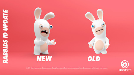 ambiguous_anthro ambiguous_gender anthro arms_bent blue_eyes buckteeth comparison confusion duo featureless_crotch featureless_legs frown fur hand_pawpads lidded_eyes light logo long_ears looking_at_viewer mitten_hands multicolored_body no_eyebrows noseless nude_ambiguous nude_anthro open_frown open_mouth pawpads red_background red_tongue short_legs simple_background standing tan_body tan_eyelids tan_inner_ear tan_pawpads tan_skin teeth text three-quarter_view tongue two_tone_body white_body white_fur year laurine_vire raving_rabbids rayman_(series) ubisoft lagomorph mammal rabbid 16:9 2019 3d_(artwork) autodesk_maya_(artwork) colored copyright_name dated digital_media_(artwork) english_description english_text hi_res lighting official_art shaded widescreen