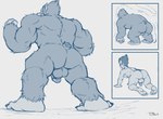 anthro anthro_to_human balls genitals male nude shrinking simple_background size_transformation solo species_transformation tail_removed transformation teaselbone dragon_ball dragon_ball_z vegeta mammal oozaru primate saiyan absurd_res blue_and_white comic hi_res monochrome sketch