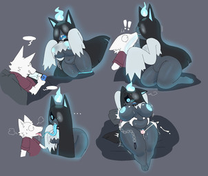 after_kiss animal_ears areola arm_tuft belly belly_grab big_breasts black_collar black_hair black_sclera blue_areola blue_aura blue_eyes blue_fire blue_inner_ear blue_inner_vulva blue_mouth blue_nipples blue_tongue blush blush_lines bodily_fluids breast_jiggle breast_out breasts butt chain chain_leash cheek_tuft clothed clothing collar colored_fire cum cumshot d: dripping duo ejaculation elbow_tuft ellipsis exclamation_point extreme_french_kiss facial_tuft female fire floating_fire french_kissing fur genital_fluids genitals glistening glistening_belly glistening_body glistening_breasts glistening_butt glistening_skin glistening_thighs glowing glowing_eyes glowing_nipples glowing_tongue grey_background grey_body grey_breasts grey_skin grey_vulva hair hands_behind_head huge_breasts jiggling kissing kneeling leash long_hair long_tongue looking_at_another lying male male/female motion_lines navel nintendo_console nipples open_mouth open_smile overweight overweight_female partially_clothed paws penis penis_tip red_clothing red_shirt red_topwear saliva saliva_drip saliva_on_chin saliva_on_face saliva_on_tongue saliva_string sex shadow sharp_teeth shirt shocked simple_background smile snout steamy_breath straight_hair sweat sweaty_belly sweaty_body sweaty_breasts sweaty_face sweaty_legs sweaty_thighs teeth thigh_sex thought_bubble tongue tongue_in_throat topwear torn_clothing tremble_spikes tuft vaginal_fluids vaginal_fluids_on_penis vulva white_body white_clothing white_eyes white_fur white_topwear snazzle_snapp canid canine felid feline ghost mammal spirit hi_res