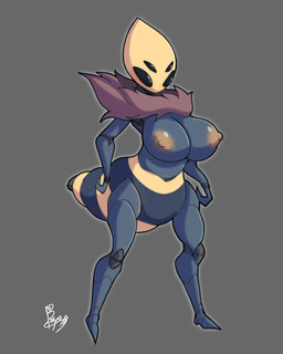 4_eyes anthro areola arthropod_abdomen big_breasts biped breasts female multi_eye neck_tuft nipples non-mammal_breasts non-mammal_nipples nude solo standing tuft bayonet_(artist) hollow_knight_(franchise) team_cherry queen_vespa_(hollow_knight) arthropod bee hymenopteran insect 2025 4:5 absurd_res hi_res