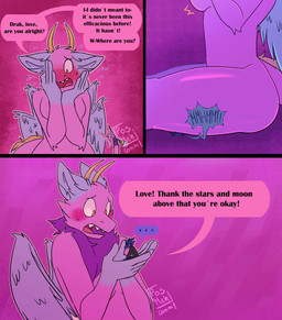 anthro blue_body blue_ears blue_paws blush blush_lines body_size_growth breasts clothing comic_panel covering covering_face dewlap_(anatomy) dialogue dizzy dizzy_eyes duo embarrassed extreme_size_difference featureless_breasts featureless_crotch female fluffy fluffy_ears fur growing growth handheld holding_person horn larger_female macro magic magic_user male male/female motion_lines multicolored_body multicolored_fur nude pink_body pink_fur purple_body purple_fur romantic romantic_couple rubbing_head shadow size_difference size_transformation smaller_male smothering speech_bubble surprised tail tail_motion tailwag text transformation two_tone_body yellow_eyes yellow_horn posmehdakota mythology drak_(digitalscales) petal_(dapperhedgehog) dragon eastern_dragon fairy_dragon furred_dragon furred_scalie lizard mythological_creature mythological_scalie reptile scalie wingless_dragon absurd_res comic english_text hi_res