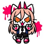 alternate_species anthro blood bodily_fluids claws clothing female footwear furrification necktie open_mouth paws shoes simple_background solo superflat tail white_background cyberneko chainsaw_man power_(chainsaw_man) demon domestic_cat felid feline felis mammal 1:1