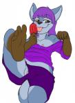 anthro feet female flat_chested food genitals hindpaw licking looking_at_viewer nipples paws popsicle pussy solo tongue tongue_out young young_anthro young_female ethersaga canid canine canis mammal wolf hi_res