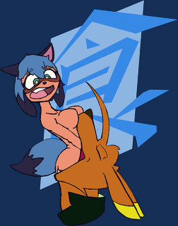 anthro bottomless breasts cjk_character clothed clothing duo featureless_breasts female female_prey jacket jacket_only male male/female male_pred nude teeth topwear topwear_only vore chaoshetra brand_new_animal studio_trigger cyote michiru_kagemori canid canine canis coyote mammal raccoon_dog tanuki absurd_res alpha_channel hi_res