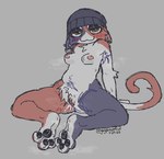 3_toes anthro armpit_hair beanie belly blush bodily_fluids body_hair breasts claws clothing ear_piercing ears_down eyebrows feet female fur genitals hair half-closed_eyes hat headgear headwear humanoid_genitalia looking_at_viewer musk musk_clouds narrowed_eyes nipples nude piercing pivoted_ears pubes pussy simple_background small_breasts smile solo spread_legs spreading sweat sweaty_feet tail toes white_background yellow_eyes gaypassionfruit epic_games fortnite meow_skulls calico_cat domestic_cat felid feline felis mammal 2025 signature