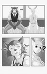 54321awesome absurd_res anthro beastars bed canid canine canis comic duo female female_anthro furniture haru_(beastars) hi_res lagomorph legoshi_(beastars) leporid male male_anthro mammal monochrome on_bed rabbit romantic romantic_couple sitting sitting_on_bed window wolf