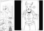 anthro choker clothed clothing comic deer diana_(toms_mark) digital_drawing_(artwork) digital_media_(artwork) exclamation_point female fully_clothed greyscale jewelry line_art lunarez mammal monochrome necklace solo story story_at_source story_in_description