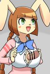 anthro big_breasts breast_play breasts clothed_breasts clothed_titfuck disembodied_penis duo female genitals male male/female penis sex titfuck subshib bemani konami pop'n_music mimi_(pop'n_music) lagomorph leporid mammal rabbit censored hi_res