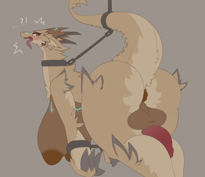 anthro anus areola backsack balls bdsm big_balls big_breasts big_butt big_penis biped blue_eyes bondage bound breasts butt chain claws collar curvy_figure erection fur genitals gynomorph hanging_breasts horn huge_breasts humanoid_genitalia humanoid_penis hyper interrobang intersex inverted_nipples long_neck looking_at_viewer looking_back multicolored_body multicolored_fur neck_to_tail_bondage nipples non-mammal_breasts nude open_mouth penis penis_tuck perineum presenting presenting_hindquarters raised_tail rear_view sagging_breasts simple_background solo standing surprised tail tail_bondage tail_tied thick_thighs tongue tongue_out two_tone_body two_tone_fur voluptuous voluptuous_anthro voluptuous_gynomorph voluptuous_intersex wide_hips sepiruth mythology dragon furred_dragon furred_scalie mythological_creature mythological_scalie scalie 2018