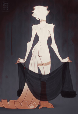 anthro beak butt claws cloak clothing eyelashes feathers feet female hair jewelry nude nude_anthro nude_female red_eyes scuted_legs scutes short_hair solo tail tail_feathers talons toes white_body white_feathers white_hair dirtyfox911911 hellaverse the_lesser_key_of_solomon vilhelmina avian bird demon owl owl_demon hi_res