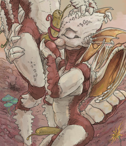 3_fingers 4_arms anthro arthropod_abdomen ball_fondling balls bodily_fluids colored_cum cum duo erection exoskeleton eyes_closed fingers fondling frill_(anatomy) fungus genital_fluids genitals hand_on_head holding_leg long_tongue male male/male mandibles membrane_(anatomy) membranous_wings multi_arm multi_limb mushroom nude oral penis plant sex tongue tongue_out tonguejob unusual_bodily_fluids unusual_cum unusual_genital_fluids wings gromdrawing helldivers arthropod hunter_(helldivers) insect terminid digital_media_(artwork)