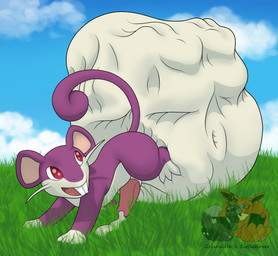 3_toes 4_legs ball_bulge balls big_balls bodily_fluids buckteeth camel_toe cloud cock_vore cum feet female female_pred feral feral_pred foot_imprint foot_on_balls foot_on_own_balls genital_fluids genitals grass huge_balls hyper hyper_balls hyper_genitalia imprint leaking_cum male male_pred open_mouth penile penis plant purple_body pussy_imprint red_eyes teeth toeless_(marking) toes vore whiskers white_body grisouille_(artist) littlerover nintendo pokemon generation_1_pokemon mammal murid pokemon_(species) rattata rodent hi_res