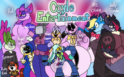 ambiguous_gender anthro belly big_belly big_breasts black_body black_fur blue_body blue_fur bottomwear bow_tie breasts clothed clothing electronics eyebrows eyelashes eyewear female female/female fingers fool's_hat for_a_head fur glasses green_body green_fur group hair hat headgear headwear highlights_(coloring) hoodie huge_breasts jester looking_at_viewer machine male male/female male/male nude open_mouth overweight pink_body purple_body screen screen_face simple_background size_difference smile tail teeth television text topwear wide_hips zipper jayme_universe springy_bunny ailurid animate_inanimate animatronic canid canine canis domestic_cat felid feline felis kangaroo lagomorph leporid living_clothing macropod mammal marsupial object_head rabbit red_panda robot screen_head tv_head wolf digital_media_(artwork) english_text hi_res