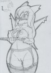 anthro anthrofied big_breasts blush bodily_fluids breasts eyewear female garter_belt garter_straps genital_fluids genitals glasses hair holding_object holding_pointer long_hair mostly_nude nipples pointer pokemorph pussy smile solo teacher text thigh_gap vaginal_fluids lunaris_parukia nintendo pokemon generation_3_pokemon latias legendary_pokemon pokemon_(species) 2021 graphite_(artwork) species_name traditional_media_(artwork)