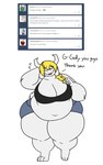 2017 anthro asgore_dreemurr ask_blog belly big_belly big_breasts blonde_hair boss_monster_(undertale) bovid breasts butt caprine cleavage clothed clothing crossgender curvy_figure digital_media_(artwork) english_text fangs female fur goat hair hi_res huge_breasts huge_hips huge_thighs long_ears mammal mtf_crossgender obese obese_anthro obese_female open_mouth overweight overweight_anthro overweight_female robertge solo teeth text thick_thighs tongue tumblr undertale undertale_(series) user_avatar white_body white_fur wide_hips