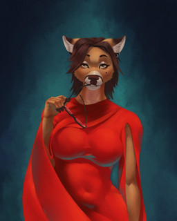 anthro bedroom_eyes breasts brown_body brown_fur brown_hair clothing countershading dress ear_piercing ear_ring eyewear female female_anthro fingers front_view fur glasses hair holding_eyewear holding_glasses holding_object hooved_fingers hooves inner_ear_fluff looking_at_viewer medium_hair narrowed_eyes navel piercing red_clothing red_dress ring_piercing seductive solo tan_body tan_fur tuft white_body white_fur white_inner_ear_fluff guyinvintageclothes deer mammal absurd_res hi_res