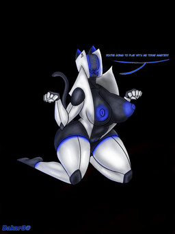 black_background black_body cat_ear_headband cat_tail female kneeling machine paw_pose pose simple_background solo text dakar3 console-tan playstation playstation_5 sony_corporation sony_interactive_entertainment humanoid robot robot_humanoid 3:4 absurd_res english_text hi_res