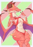 3_fingers abstract_background anthro breasts claws cleavage clothed clothing female fingers flushed horn membrane_(anatomy) membranous_wings open_mouth panties purple_body purple_skin red_body red_skin solo tail underwear white_body white_skin wings yellow_body yellow_eyes yellow_skin konayu_craft cygames dragalia_lost mythology nintendo brunhilda_(dragalia_lost) dragon mammal mythological_creature mythological_scalie scalie absurd_res digital_media_(artwork) hi_res